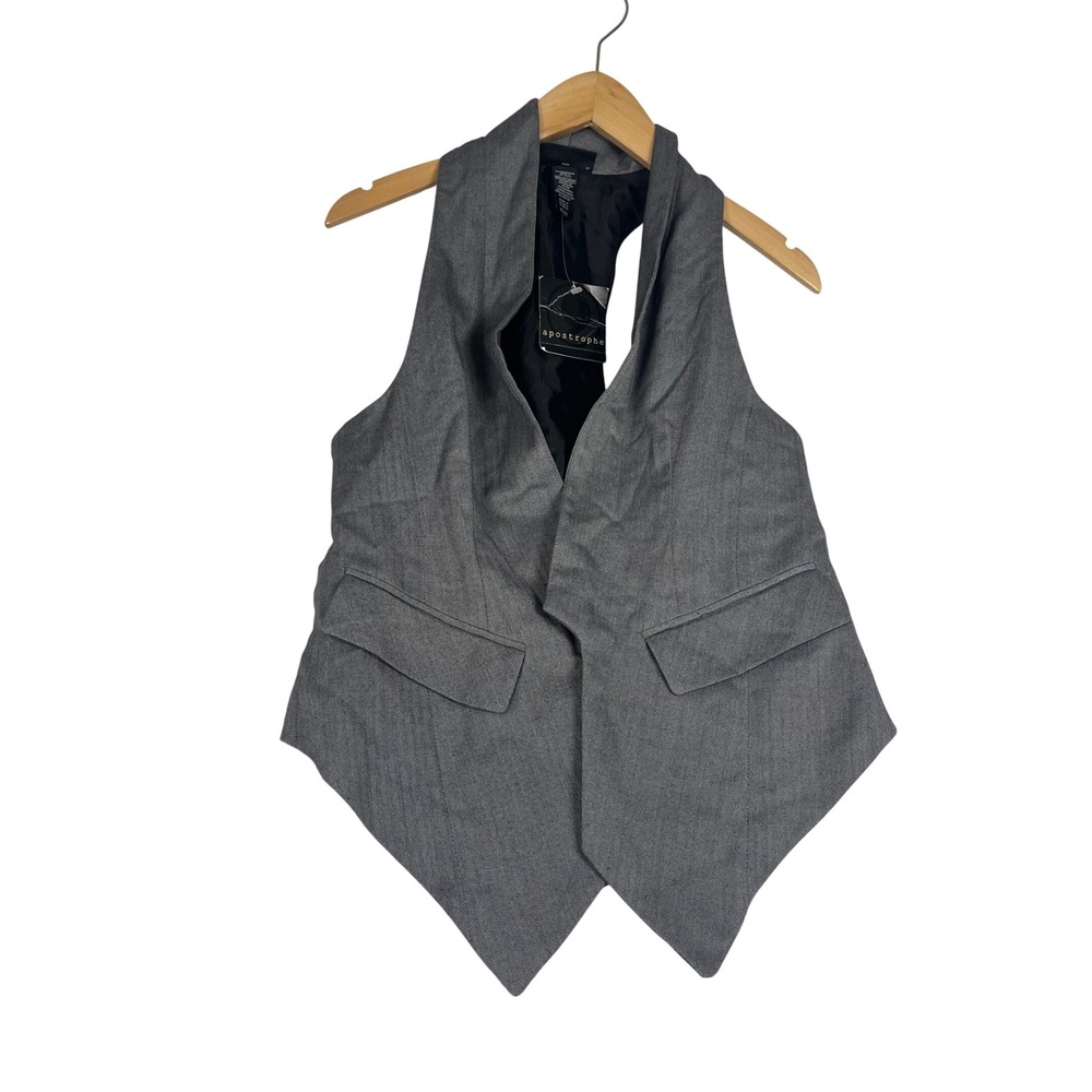 Apostrophe Womens Grey Herringbone Racerback Handkerchief Hem Vest XS NEW
